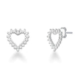 Brinco coração cravejado de zircônias