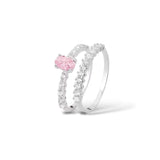 Combo solitário oval rosa + aparador cravejado