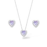 comjunto Colar Coração cravejado roxo Rapunzel