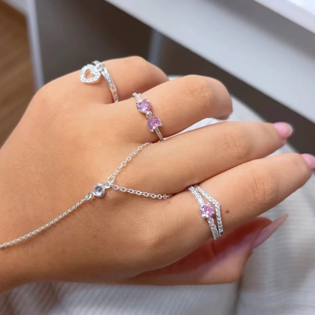 Anel laço dreams zircônia rosa