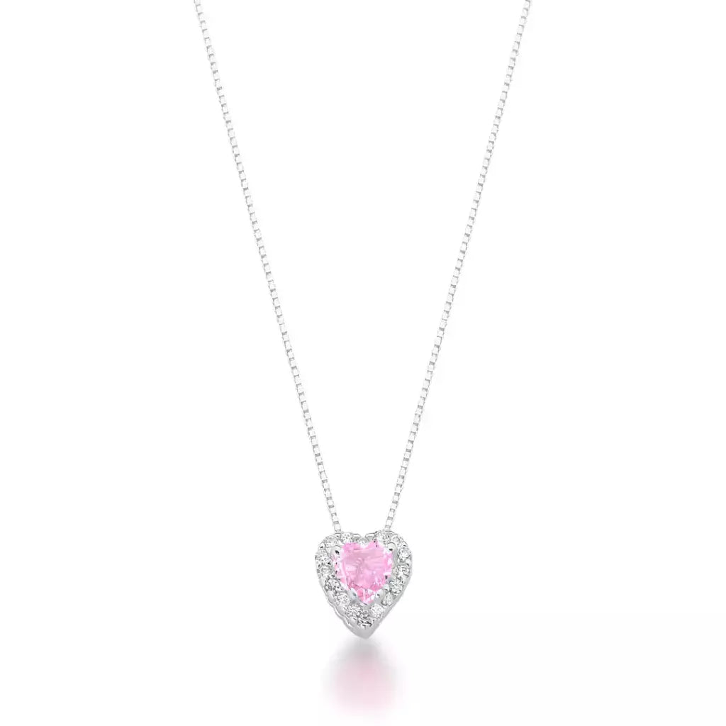 Colar coração preenchido cores (rosa)