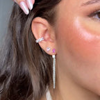 Brinco franja zircônia rosa lilás