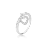 Anel pingente coração cravejado