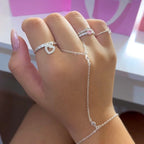 Anel pingente coração cravejado