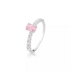 Anel solitário oval rosa