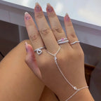 Combo solitário oval rosa + aparador cravejado