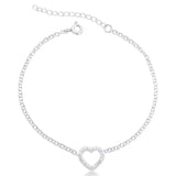 Pulseira coração cravejado