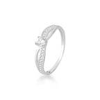 Anel solitário transpasse cravejado