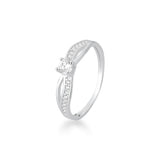 Anel solitário transpasse cravejado