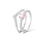 Kit anel Aurora rosa+V cravejado