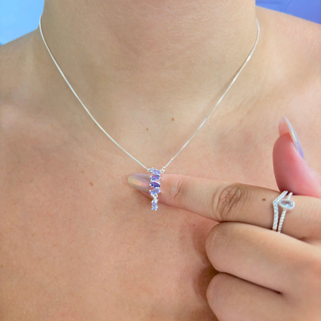 Colar cascata zircônias lilás