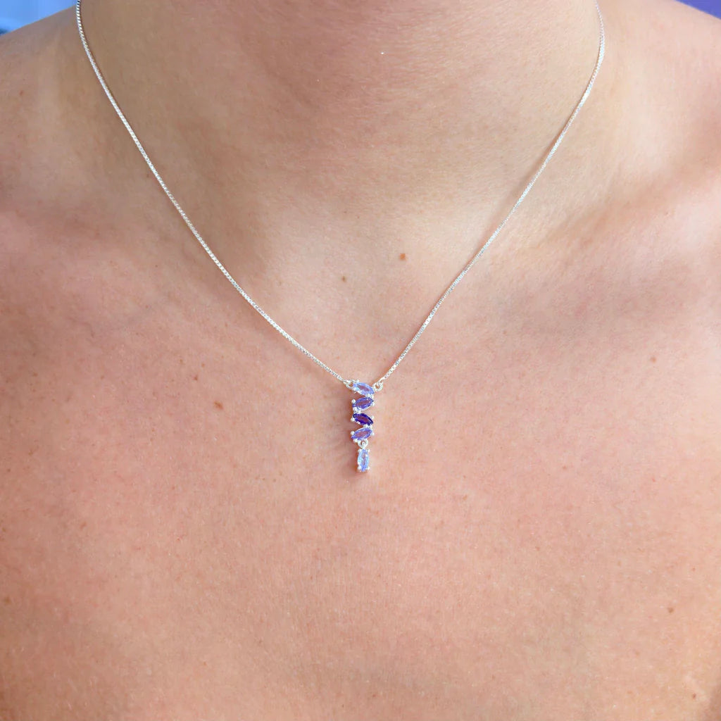 Colar cascata zircônias lilás