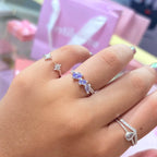 Anel zircônias gota lilás grace