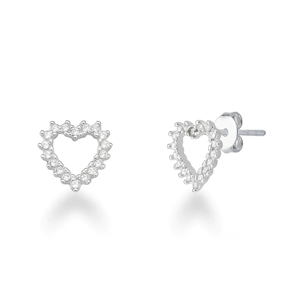 Brinco coração cravejado de zircônias