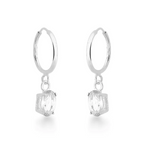 Brinco argola com zircônia oval