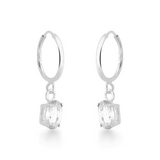 Brinco argola com zircônia oval