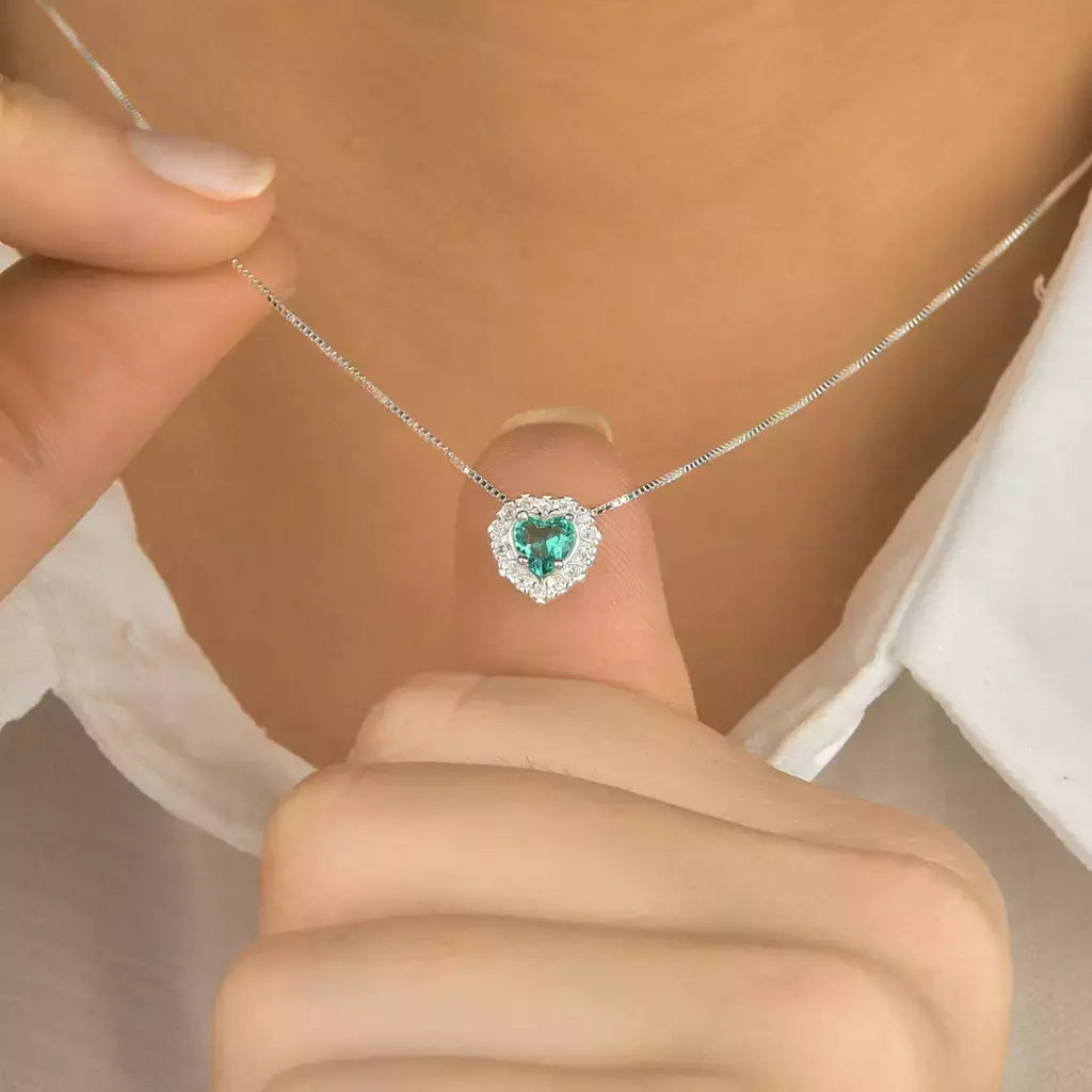 Colar coração preenchido cores (rosa)