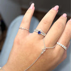 Kit anel Solitário azul+V cravejado