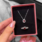 Kit anel Solitário Vermelho+V cravejado