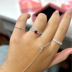 Kit anel Solitário Vermelho+V cravejado