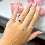 Kit anel Solitário Vermelho+V cravejado