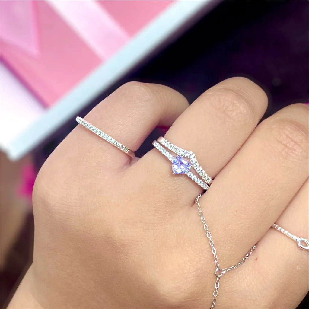 Kit Solitário roxo Rapunzel+V cravejado