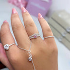 Kit anel Aurora rosa+V cravejado