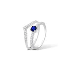 Kit anel Solitário azul+V cravejado